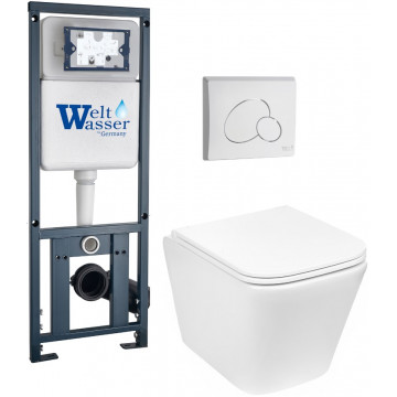 Подвесной унитаз с инсталляцией Weltwasser Marberg 410 / Gelbach 043 MT-WT / MAR 410 RD GL-WT 10000011912 белый матовый