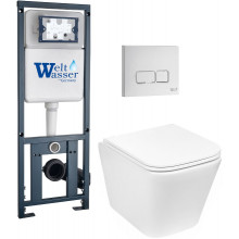 Подвесной унитаз с инсталляцией Weltwasser Marberg 410 / Gelbach 043 MT-WT / MAR 410 SE GL-WT 10000011915 белый матовый