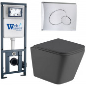 Подвесной унитаз с инсталляцией Weltwasser Marberg 410 / Gelbach 043 MT-GR / MAR 410 RD CR 10000012035 серый матовый