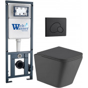 Подвесной унитаз с инсталляцией Weltwasser Marberg 410 / Gelbach 043 MT-GR / MAR 410 RD MT-BL 10000012037 серый матовый