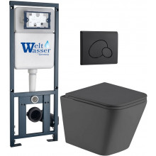 Подвесной унитаз с инсталляцией Weltwasser Marberg 410 / Gelbach 043 MT-GR / MAR 410 RD MT-BL 10000012037 серый матовый