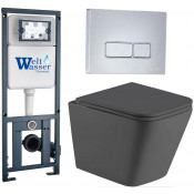 Подвесной унитаз с инсталляцией Weltwasser Marberg 410 / Gelbach 043 MT-GR / MAR 410 SE CR 10000012038 серый матовый