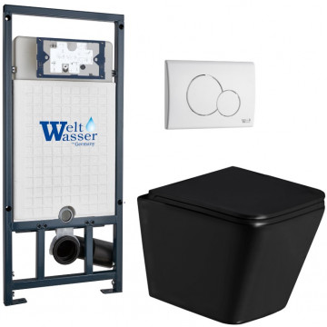 Подвесной унитаз с инсталляцией Weltwasser Marberg 507 / Gelbach 043 GL-BL / MAR 507 RD GL-WT 10000011959 черный глянцевый