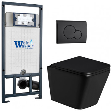 Подвесной унитаз с инсталляцией Weltwasser Marberg 507 / Gelbach 043 GL-BL / MAR 507 RD MT-BL 10000011960 черный глянцевый