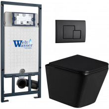 Подвесной унитаз с инсталляцией Weltwasser Marberg 507 / Gelbach 043 GL-BL / MAR 507 SE MT-BL 10000011963 черный глянцевый