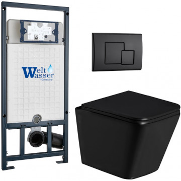 Подвесной унитаз с инсталляцией Weltwasser Marberg 507 / Gelbach 043 GL-BL / MAR 507 SE MT-BL 10000011963 черный глянцевый
