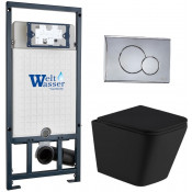Подвесной унитаз с инсталляцией Weltwasser Marberg 507 / Gelbach 043 MT-BL / MAR 507 RD CR 10000012002 черный матовый
