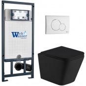 Подвесной унитаз с инсталляцией Weltwasser Marberg 507 / Gelbach 043 MT-BL / MAR 507 RD GL-WT 10000012003 черный матовый