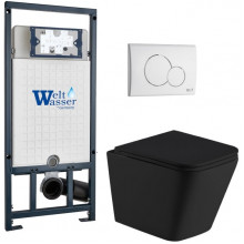 Подвесной унитаз с инсталляцией Weltwasser Marberg 507 / Gelbach 043 MT-BL / MAR 507 RD GL-WT 10000012003 черный матовый