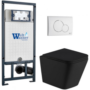 Подвесной унитаз с инсталляцией Weltwasser Marberg 507 / Gelbach 043 MT-BL / MAR 507 RD GL-WT 10000012003 черный матовый