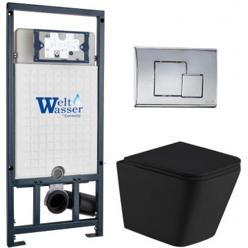 Подвесной унитаз с инсталляцией Weltwasser Marberg 507 / Gelbach 043 MT-BL / MAR 507 SE CR 10000012005 черный матовый