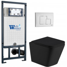 Подвесной унитаз с инсталляцией Weltwasser Marberg 507 / Gelbach 043 MT-BL / MAR 507 SE GL-WT 10000012006 черный матовый