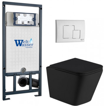 Подвесной унитаз с инсталляцией Weltwasser Marberg 507 / Gelbach 043 MT-BL / MAR 507 SE GL-WT 10000012006 черный матовый