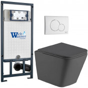 Подвесной унитаз с инсталляцией Weltwasser Marberg 507 / Gelbach 043 MT-GR / MAR 507 RD GL-WT 10000012043 серый матовый