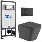 Подвесной унитаз с инсталляцией Weltwasser Marberg 507 / Gelbach 043 MT-GR / MAR 507 RD MT-BL 10000012044 серый матовый