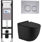 Подвесной унитаз с инсталляцией WeltWasser Amberg 350 / Heimbach 043 MT-BL / Amberg RD-CR 10000012335 черный матовый