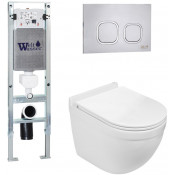 Подвесной унитаз с инсталляцией WeltWasser Amberg 350 ST / Heimbach 043 GL-WT / Amberg RD-MT CR 10000012133 белый глянец