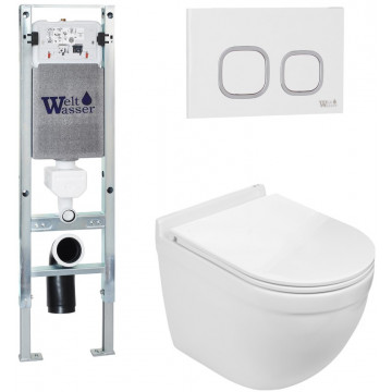 Подвесной унитаз с инсталляцией WeltWasser Amberg 350 ST / Heimbach 043 GL-WT / Amberg RD-WT 10000012134 белый глянец