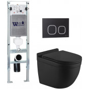 Подвесной унитаз с инсталляцией WeltWasser Amberg 350 ST / Heimbach 043 MT-BL / Amberg RD-BL 10000012221 черный матовый