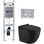 Подвесной унитаз с инсталляцией WeltWasser Amberg 350 ST / Heimbach 043 MT-BL / Amberg RD-CR 10000012222 черный матовый