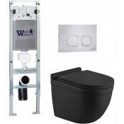 Подвесной унитаз с инсталляцией WeltWasser Amberg 350 ST / Heimbach 043 MT-BL / Amberg RD-MT CR 10000012223 черный матовый