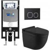 Подвесной унитаз с инсталляцией WeltWasser Amberg 497 / Heimbach 043 MT-BL / Amberg RD-BL 10000012226 черный матовый