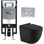 Подвесной унитаз с инсталляцией WeltWasser Amberg 497 / Heimbach 043 MT-BL / Amberg RD-CR 10000012227 черный матовый