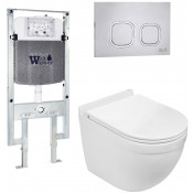 Подвесной унитаз с инсталляцией WeltWasser Amberg 497 ST / Heimbach 043 GL-WT / Amberg RD-MT CR 10000012143 белый глянец