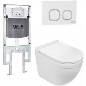 Подвесной унитаз с инсталляцией WeltWasser Amberg 497 ST / Heimbach 043 GL-WT / Amberg RD-WT 10000012144 белый глянец