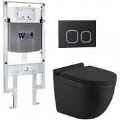 Подвесной унитаз с инсталляцией WeltWasser Amberg 497 ST / Heimbach 043 MT-BL / Amberg RD-BL 10000012231 черный матовый