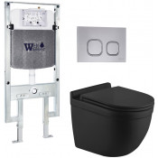 Подвесной унитаз с инсталляцией WeltWasser Amberg 497 ST / Heimbach 043 MT-BL / Amberg RD-CR 10000012232 черный матовый