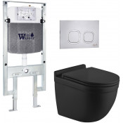 Подвесной унитаз с инсталляцией WeltWasser Amberg 497 ST / Heimbach 043 MT-BL / Amberg RD-MT CR 10000012233 черный матовый