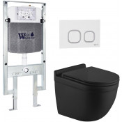 Подвесной унитаз с инсталляцией WeltWasser Amberg 497 ST / Heimbach 043 MT-BL / Amberg RD-WT 10000012234 черный матовый