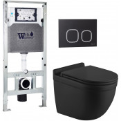 Подвесной унитаз с инсталляцией WeltWasser Amberg 506 ST / Heimbach 043 MT-BL / Amberg RD-BL 10000012241 черный матовый