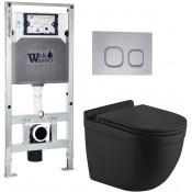 Подвесной унитаз с инсталляцией WeltWasser Amberg 506 ST / Heimbach 043 MT-BL / Amberg RD-CR 10000012242 черный матовый