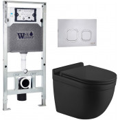 Подвесной унитаз с инсталляцией WeltWasser Amberg 506 ST / Heimbach 043 MT-BL / Amberg RD-MT CR 10000012243 черный матовый