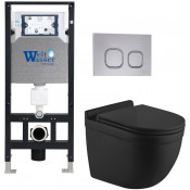 Подвесной унитаз с инсталляцией WeltWasser Amberg 506 / Heimbach 043 MT-BL / Amberg RD-CR 10000012237 черный матовый