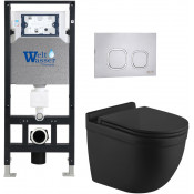 Подвесной унитаз с инсталляцией WeltWasser Amberg 506 / Heimbach 043 MT-BL / Amberg RD-MT CR 10000012238 черный матовый