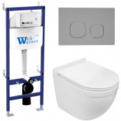 Подвесной унитаз с инсталляцией WeltWasser Bamberg 460 / Heimbach 043 GL-WT / Bamberg CR 10000012820 белый глянец