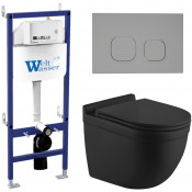 Подвесной унитаз с инсталляцией WeltWasser Bamberg 460 / Heimbach 043 MT-BL / Bamberg CR 10000012831 черный матовый