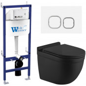 Подвесной унитаз с инсталляцией WeltWasser Bamberg 460 / Heimbach 043 MT-BL / Bamberg WT 10000012830 черный матовый