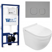 Подвесной унитаз с инсталляцией WeltWasser Bamberg 525 / Heimbach 043 GL-WT / Bamberg CR 10000012823 белый глянец