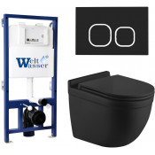 Подвесной унитаз с инсталляцией WeltWasser Bamberg 525 / Heimbach 043 MT-BL / Bamberg BL 10000012832 черный матовый