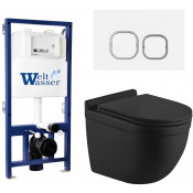 Подвесной унитаз с инсталляцией WeltWasser Bamberg 525 / Heimbach 043 MT-BL / Bamberg WT 10000012834 черный матовый
