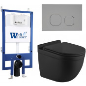 Подвесной унитаз с инсталляцией WeltWasser Bamberg 545 / Heimbach 043 MT-BL / Bamberg CR 10000012836 черный матовый