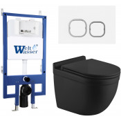 Подвесной унитаз с инсталляцией WeltWasser Bamberg 545 / Heimbach 043 MT-BL / Bamberg WT 10000012837 черный матовый