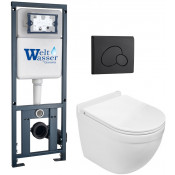 Подвесной унитаз с инсталляцией WeltWasser Marberg 410 / Heimbach 043 GL-WT / MAR 410 RD MT-BL 10000012158 белый глянец