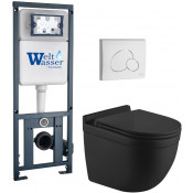 Подвесной унитаз с инсталляцией WeltWasser Marberg 410 / Heimbach 043 MT-BL / MAR 410 RD GL-WT 10000012247 черный матовый