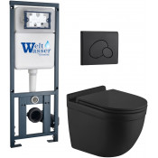 Подвесной унитаз с инсталляцией WeltWasser Marberg 410 / Heimbach 043 MT-BL / MAR 410 RD MT-BL 10000012248 черный матовый