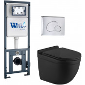 Подвесной унитаз с инсталляцией WeltWasser Marberg 410 / Heimbach 043 MT-BL / MAR 410 RD-CR 10000012246 черный матовый